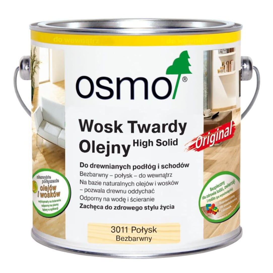 OSMO 3011 Wosk Twardy Olejny Bezbarwny Wysoki Połysk 0,75 litra