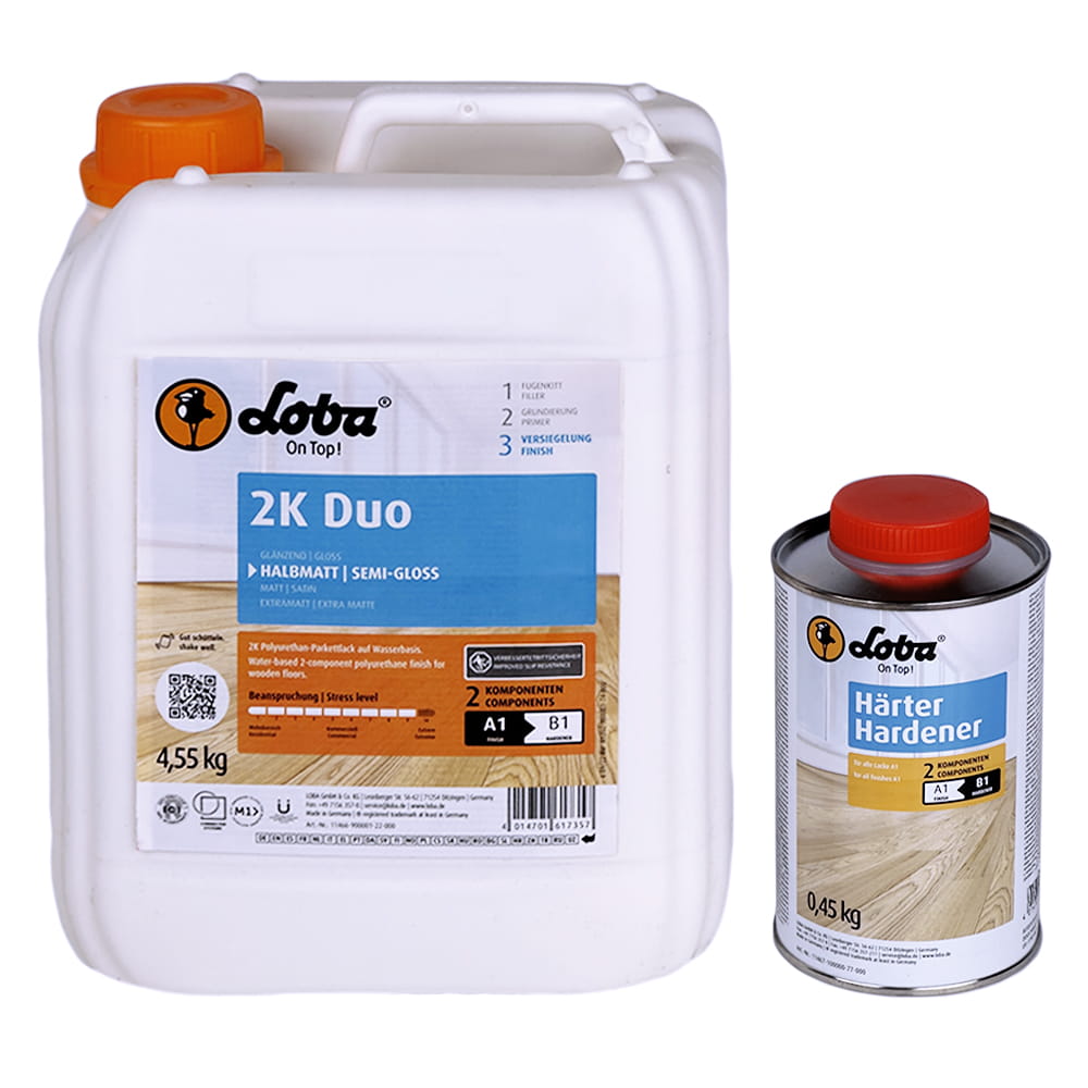 LOBA WS 2K Duo - Lakier Dwuskładnikowy Wodorozcieńczalny Półmat 5 kilogramów