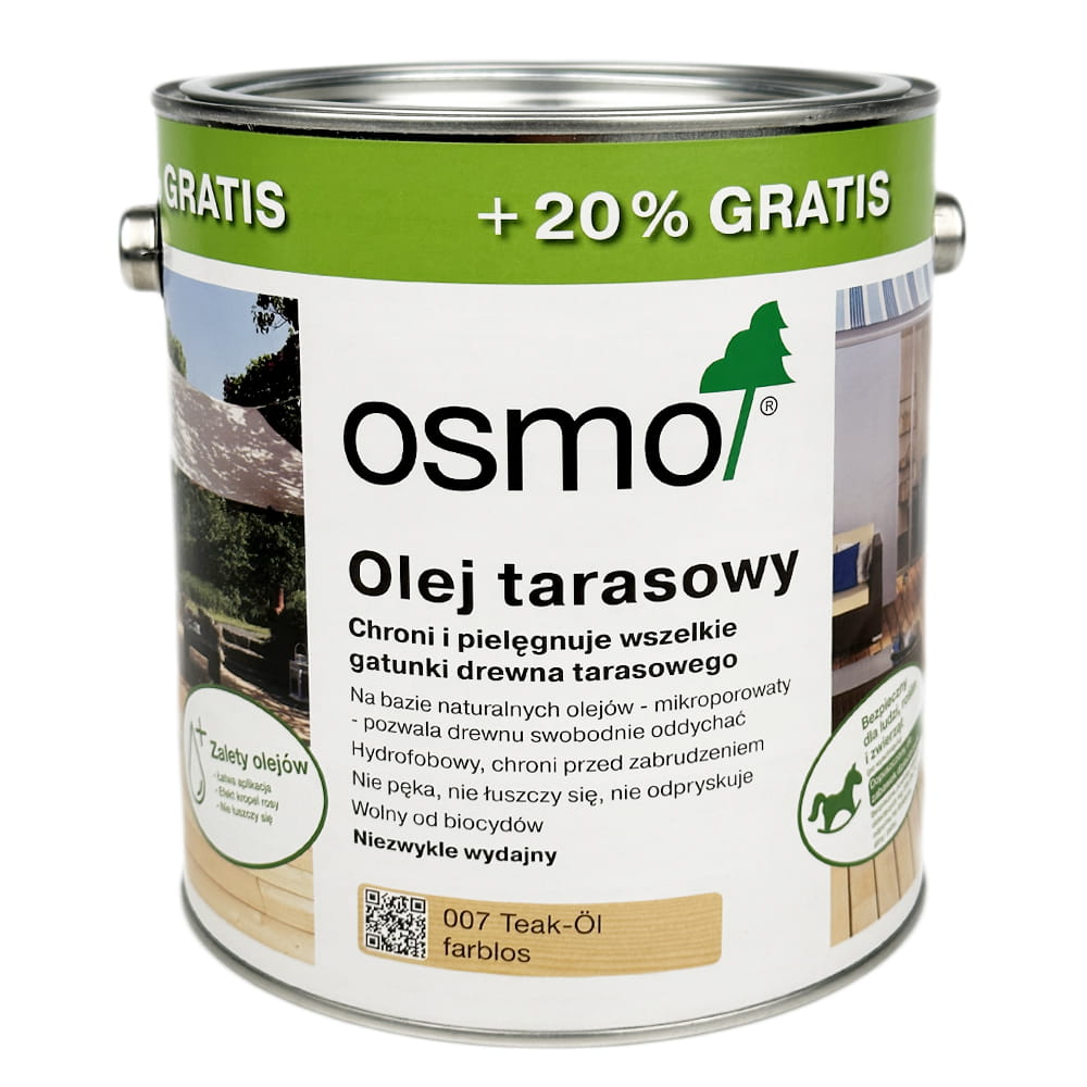 OSMO 007 Teak Bezbarwny Olej do Tarasów 3 litry 1 szt.