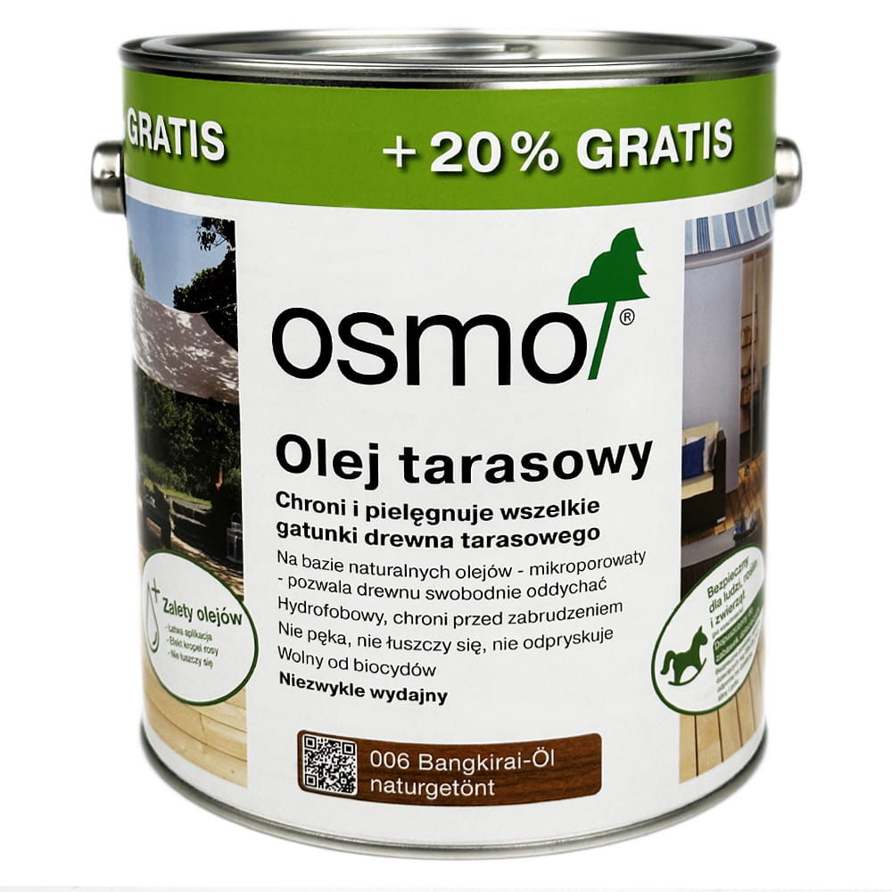 OSMO 006 Bangkirai Naturalnie Stonowany Olej do Tarasów 3 litry 1 szt.