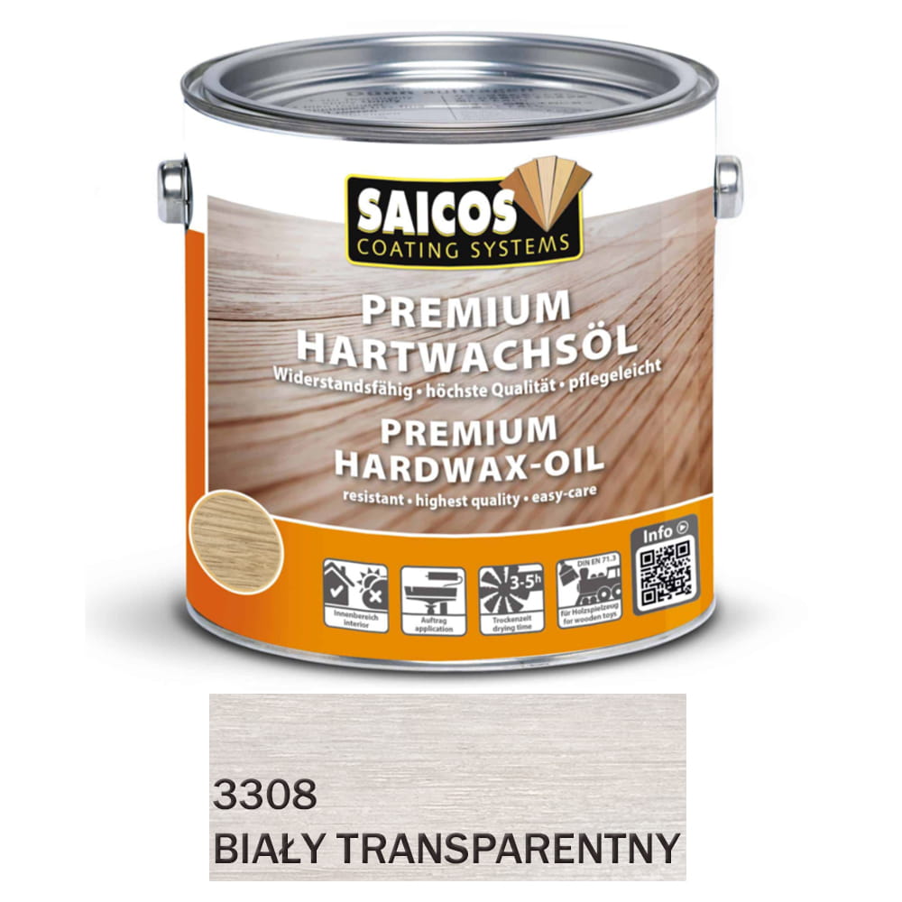 SAICOS 3308 Twardy Wosk Premium Matowy BIAŁY Transparentny Mat  0,75 litra 1 szt.