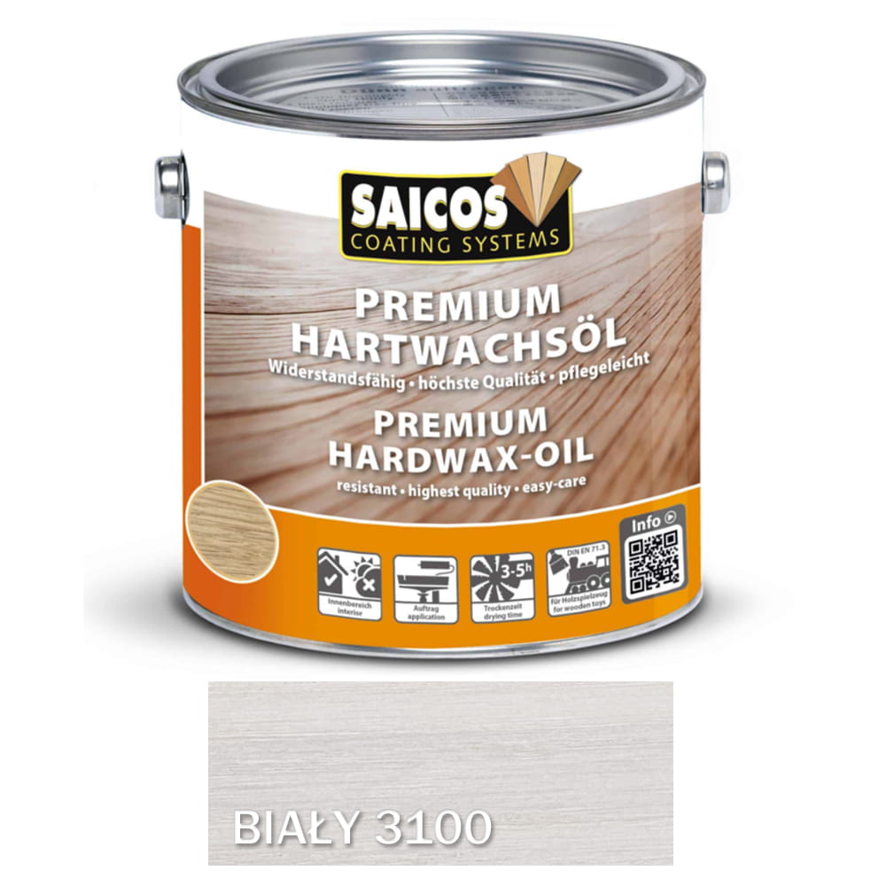 SAICOS 3100 Twardy Wosk Premium Matowy BIAŁY Transparentny Mat 2,5 litra 1 szt.