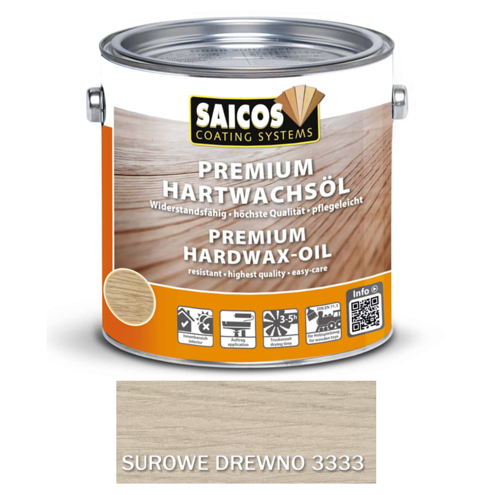 SAICOS 3333 Twardy Wosk Premium Matowy Pure SUROWE DREWNO Transparentny Mat 2,5 litra 1 szt.