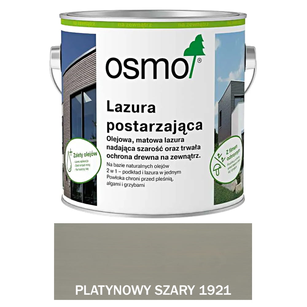 OSMO 1921 Lazura Olejna Postarzająca PLATYNOWY SZARY 0,75 litra 1 szt.