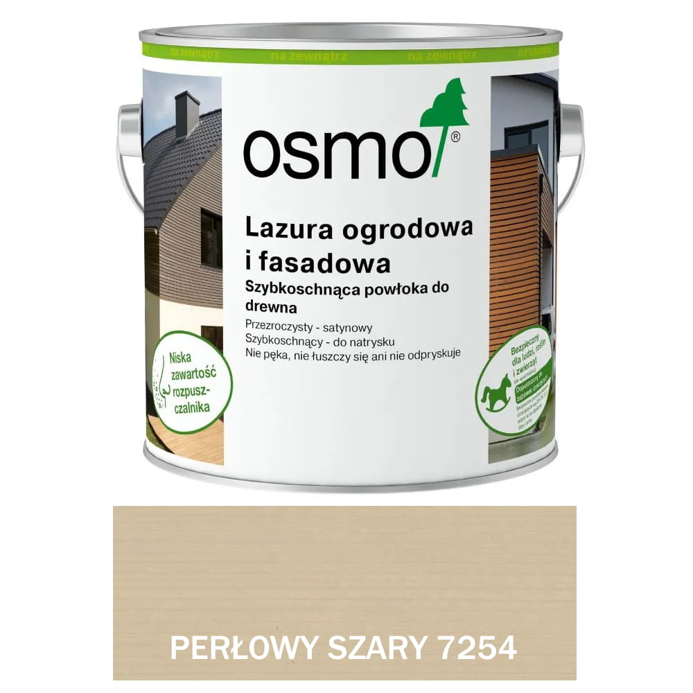 OSMO 7254 Lazura Ogrodowa i Fasadowa PERŁOWY SZARY 2,5 litra 1 szt.