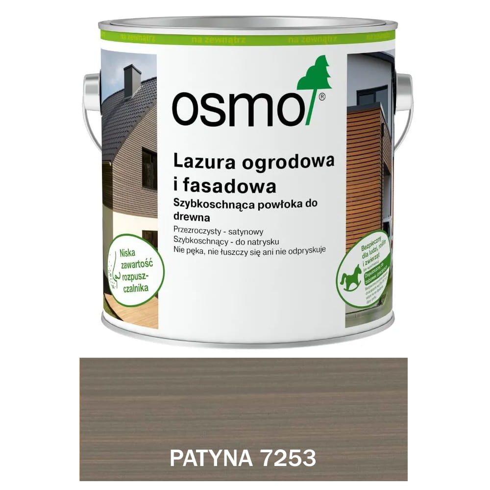 OSMO 7253 Lazura Ogrodowa i Fasadowa PATYNA 2,5 litra 1 szt.